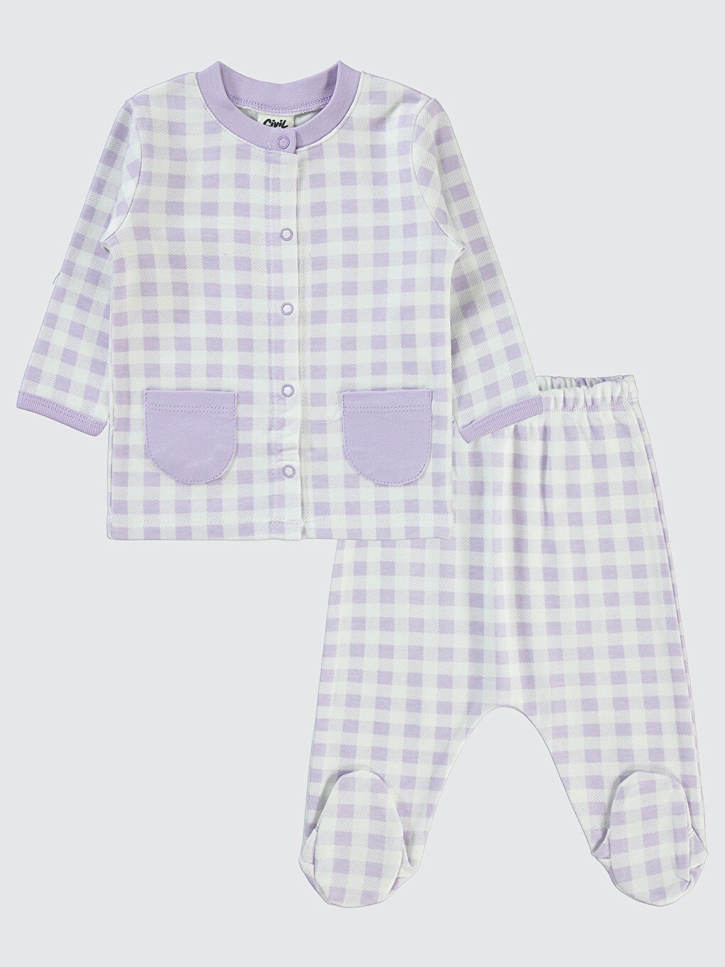 Baby Kız Bebek Pijama Takımı 1-6 Ay Lila
