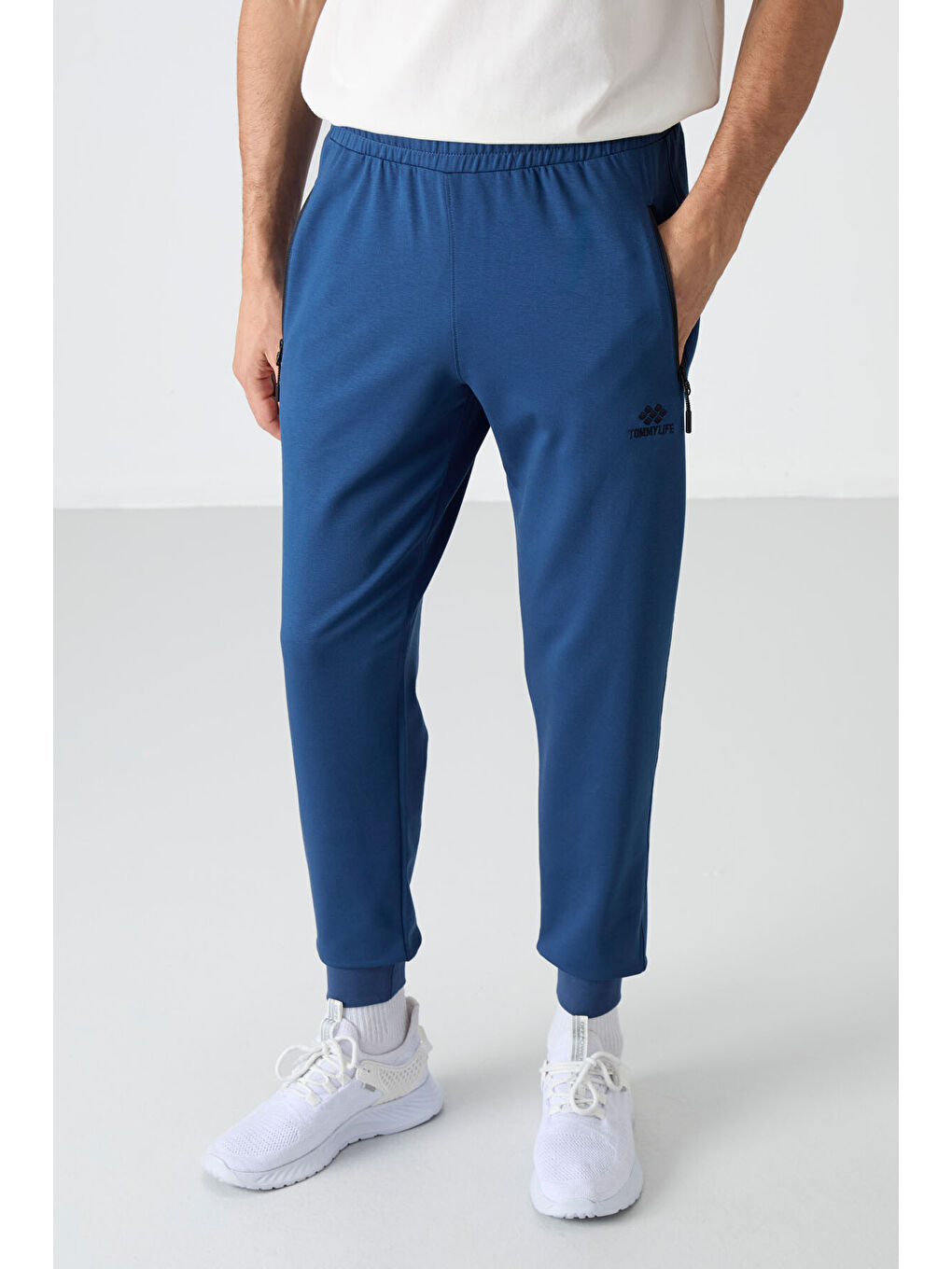 Lacivert Parlament Fermuar Cepli Standart Kalıp Erkek Jogger Eşofman Altı- 84587