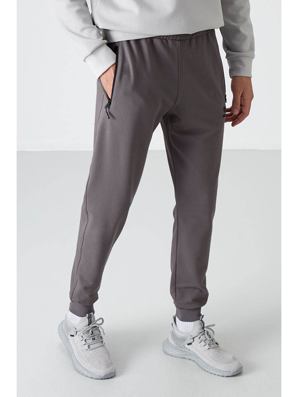 Koyu Gri Fermuar Cepli Standart Kalıp Erkek Jogger Eşofman Altı- 84587-6