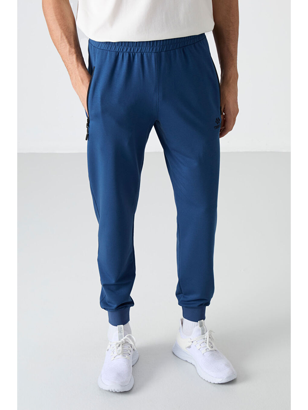 Lacivert Parlament Fermuar Cepli Standart Kalıp Erkek Jogger Eşofman Altı- 84587-4