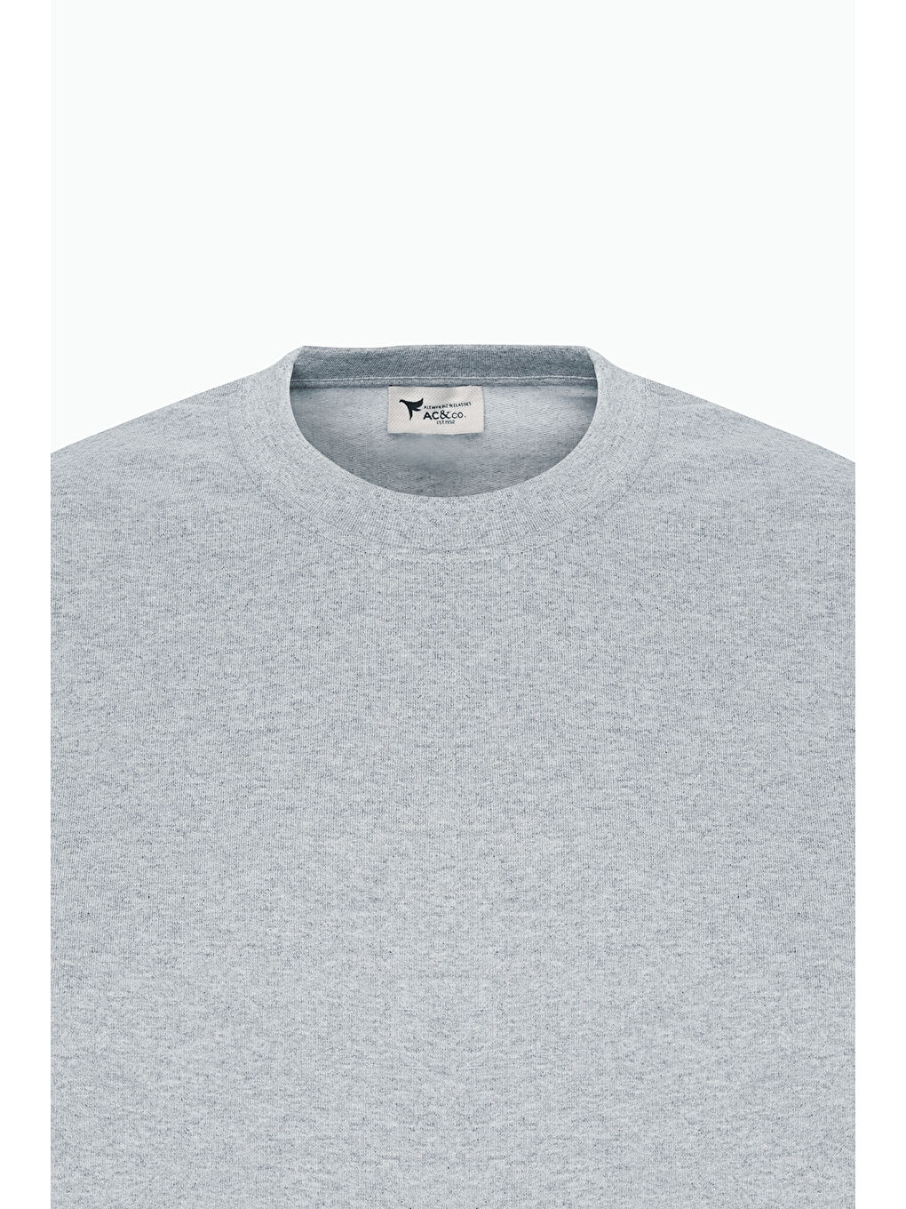 Erkek Gri Melanj Standart Fit Normal Kesim 2 İplik Recycle Pamuklu Bisiklet Yaka Sweatshirt-6