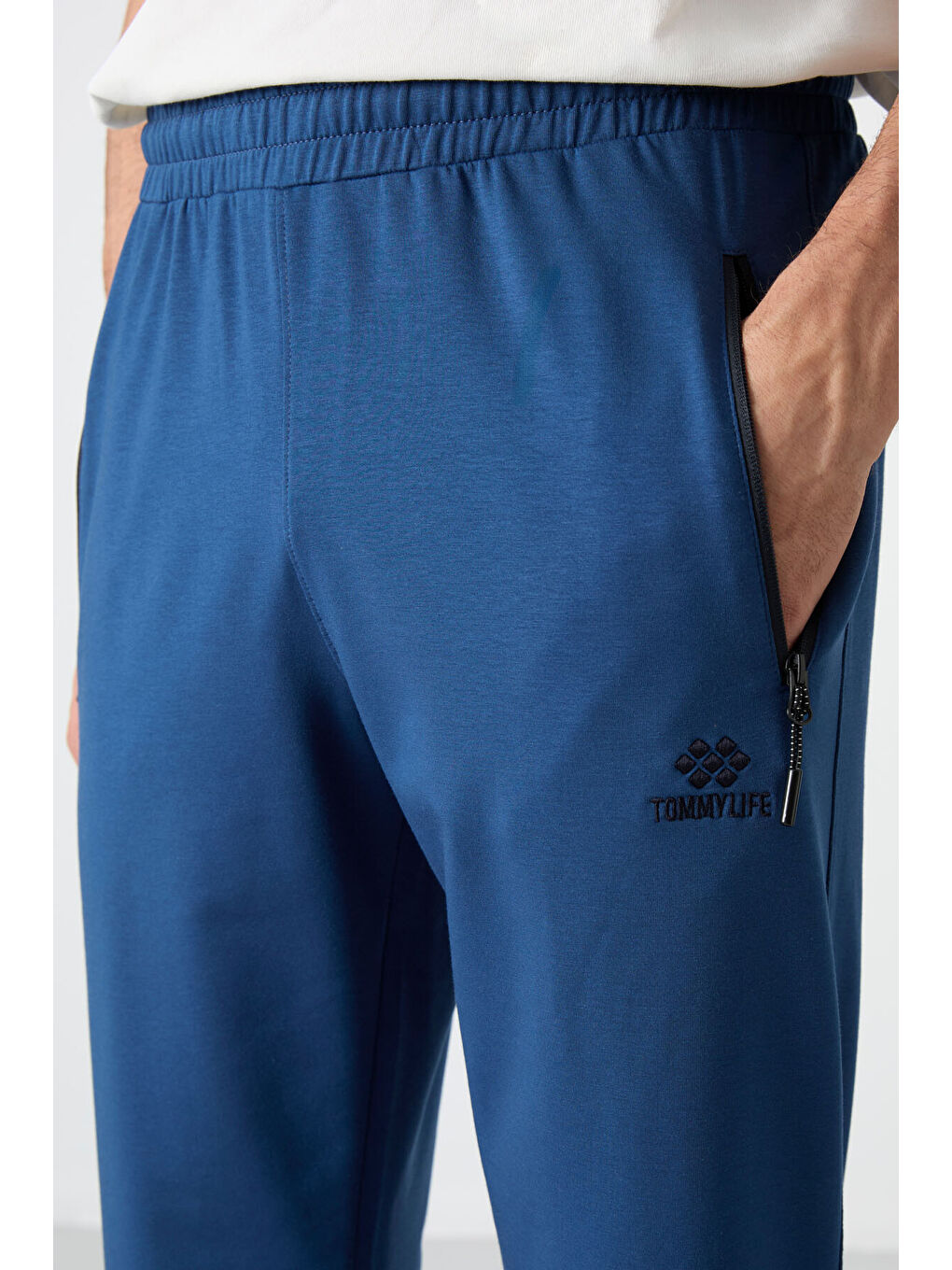 Lacivert Parlament Fermuar Cepli Standart Kalıp Erkek Jogger Eşofman Altı- 84587-6