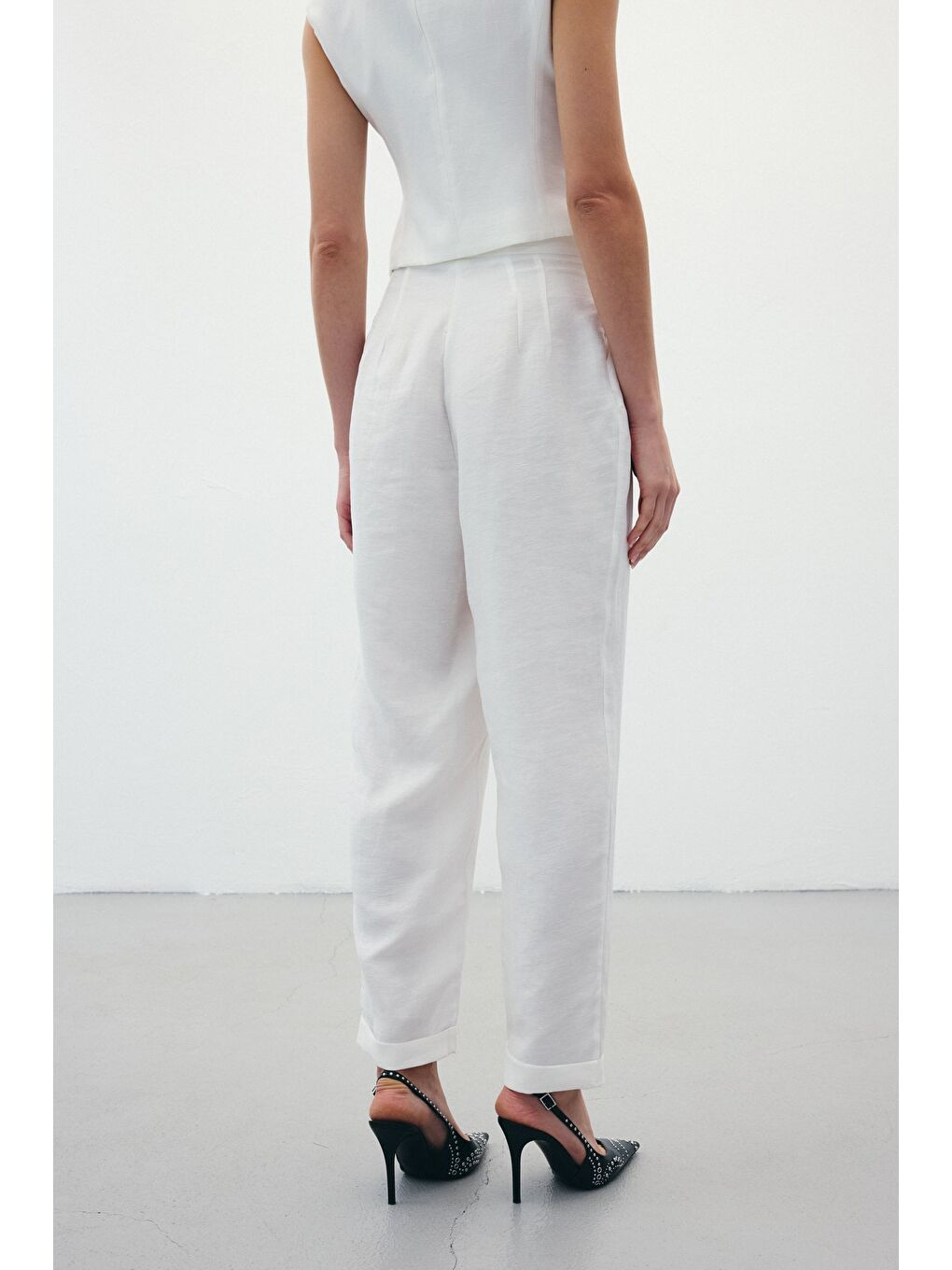 Salaş Keten Pantolon - Ekru-10