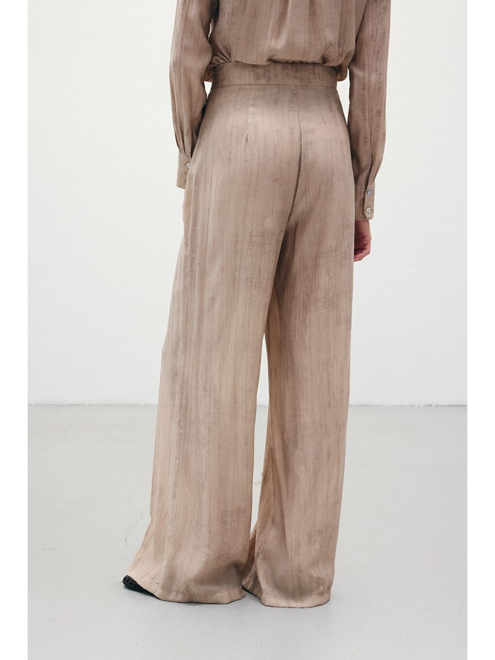 Desenli Salaş Pantolon - Bej-6