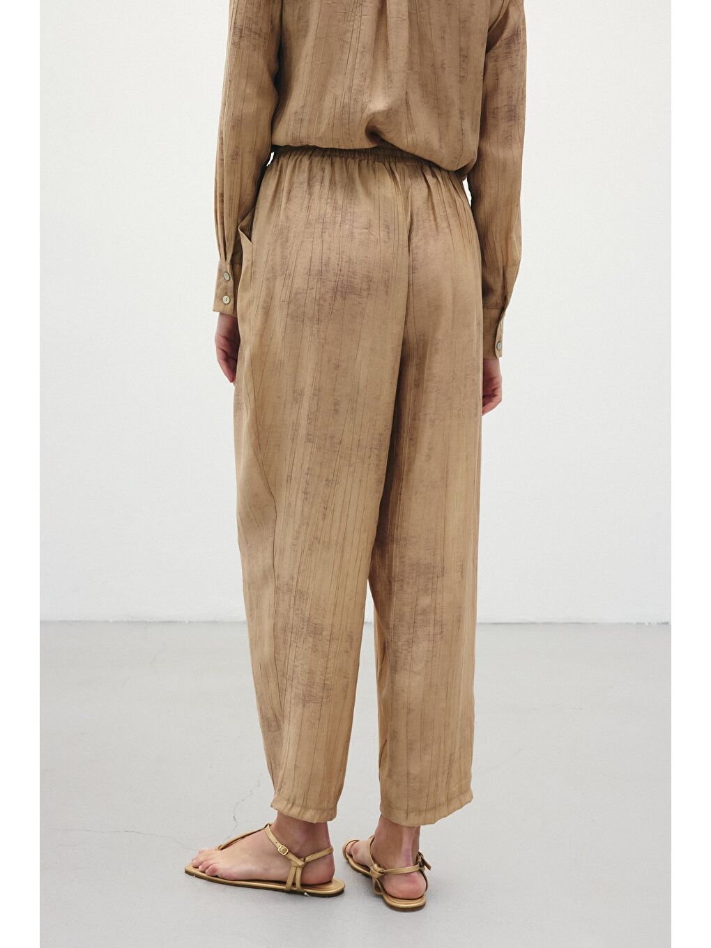 Kahverengi Batık Desenli Pantolon - Camel-7