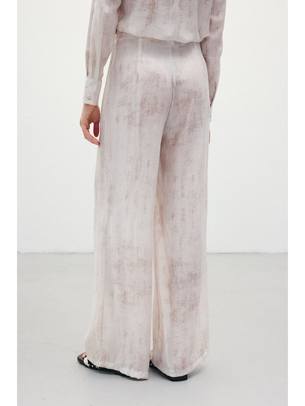 Bej Desenli Salaş Pantolon - Taş-7