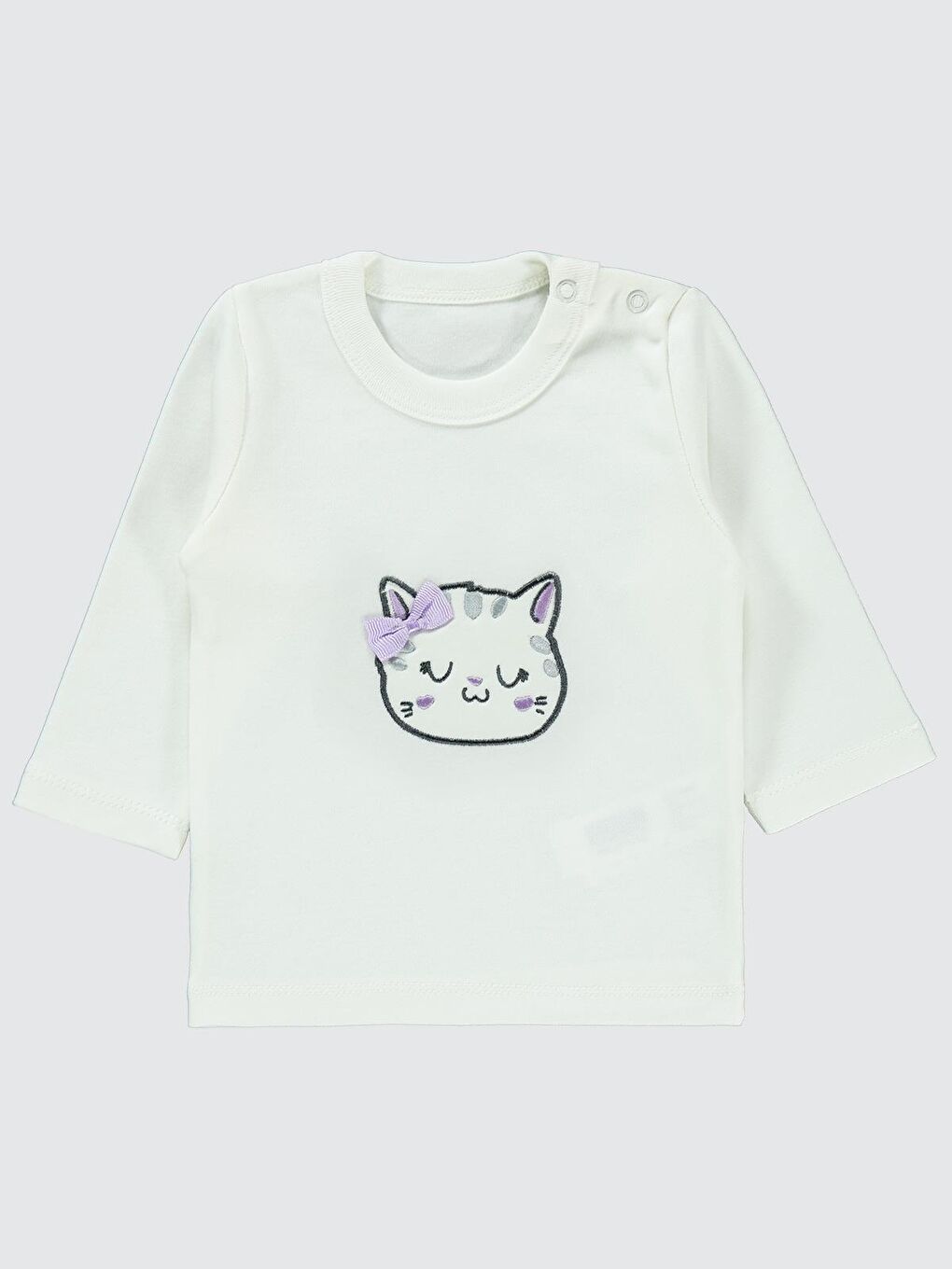 Baby Kedi Nakışlı 3 lü 6-18 Ay Takım - Lila 9-12 Ay