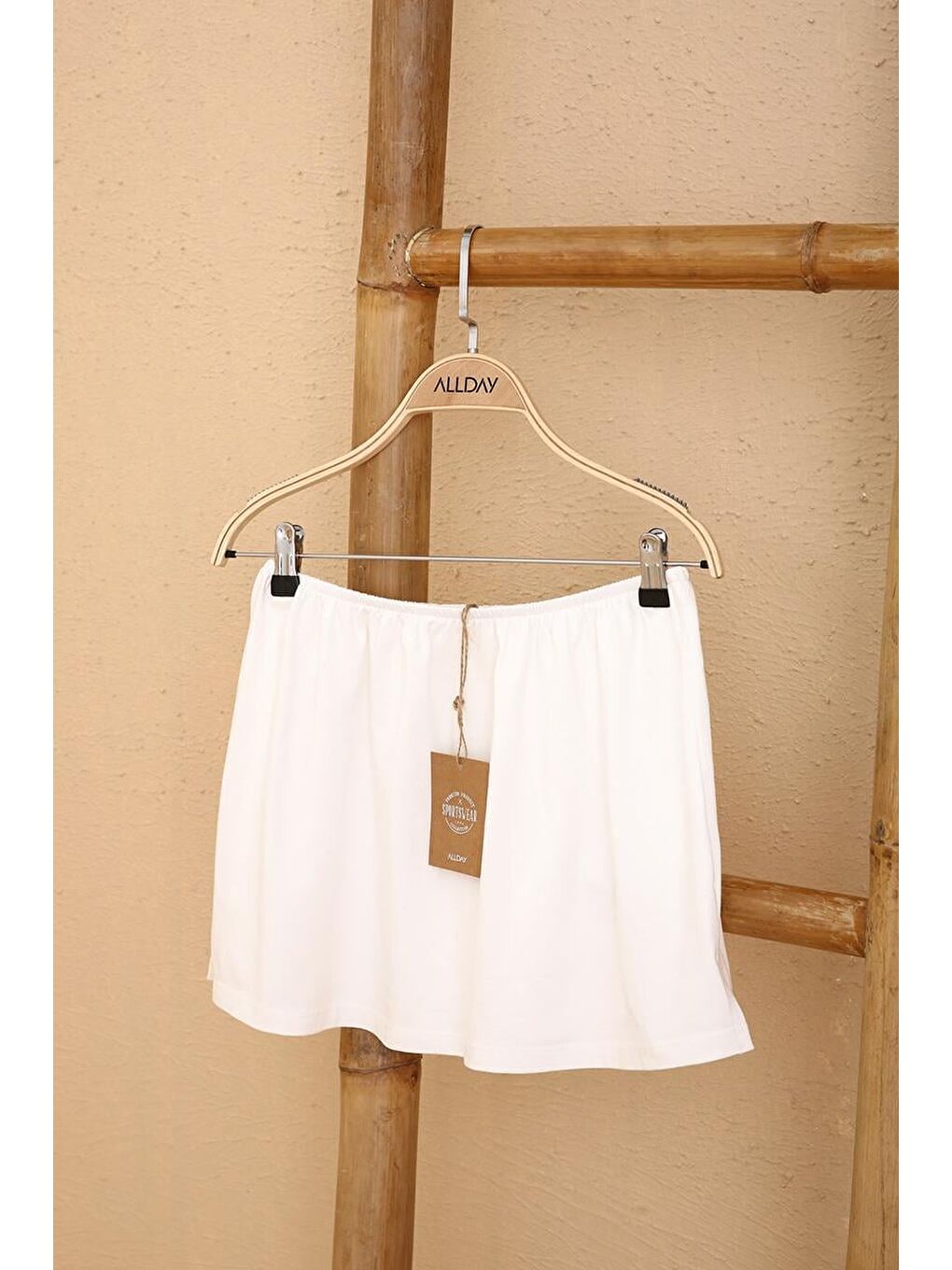 Ekru Pamuklu Penye Kısa İçlik Etek-6