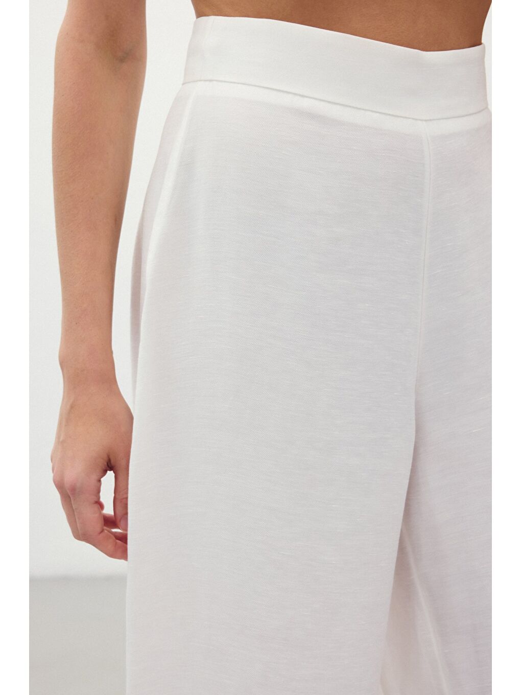 Salaş Keten Pantolon - Ekru-4