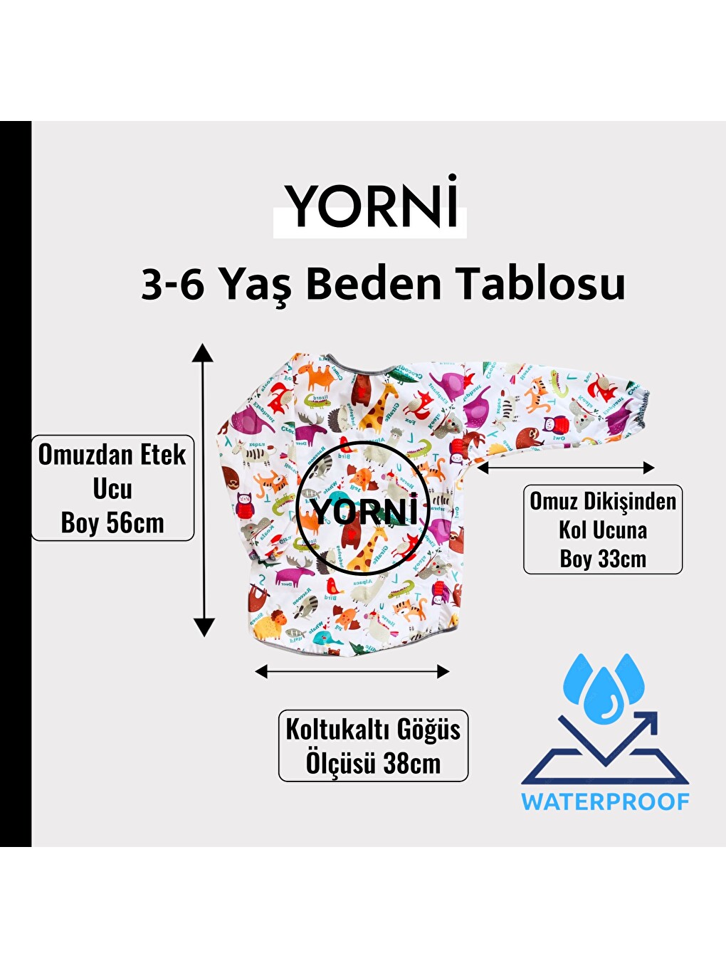 3-6 Yaş Zoo, Uzun Kollu, Sıvı Geçirmez, Makinede Yıkanabilir Çocuk Faaliyet, Aktivite, Boyama Önlüğü-6