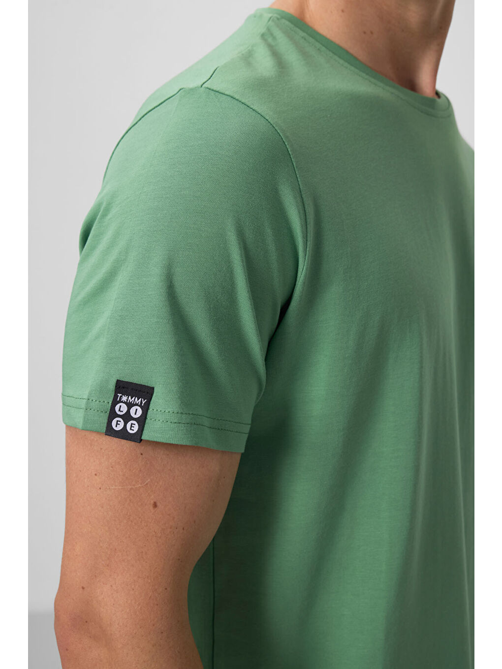 Pastel Yeşil Erkek Basic Kısa Kol Standart Kalıp O Yaka Tişört - 87911-4