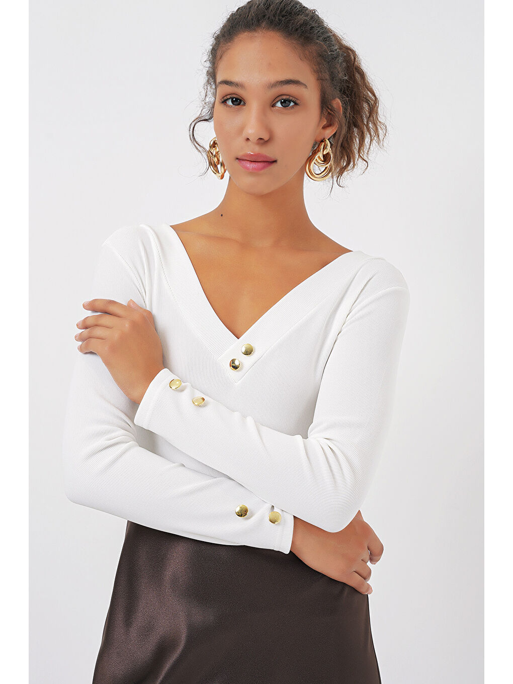 923 Uzun Kollu Body - Beyaz-3