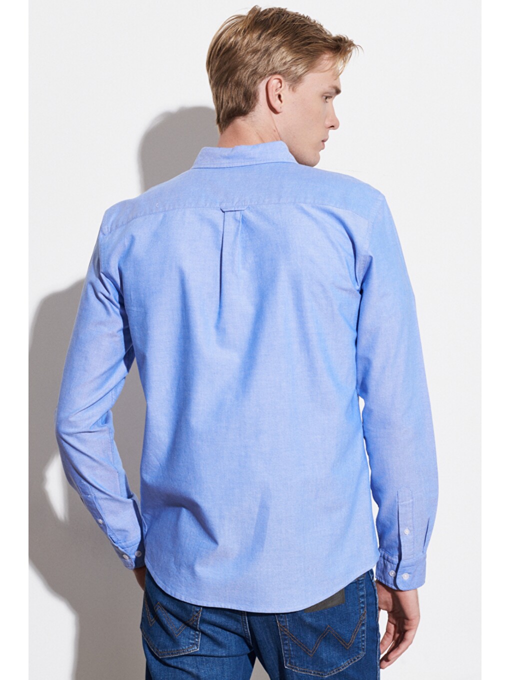 Regular Fit %100 Pamuk Açık Mavi Oxford Gömlek-7