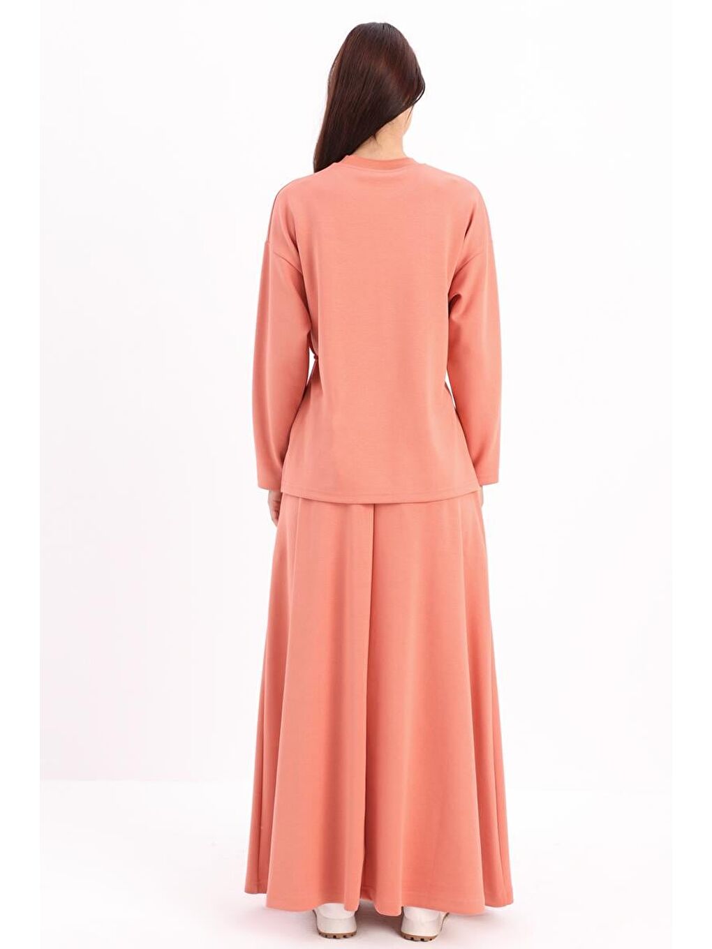 Pembe Somon-Beli Büzgülü Örme Etekli Takım-3