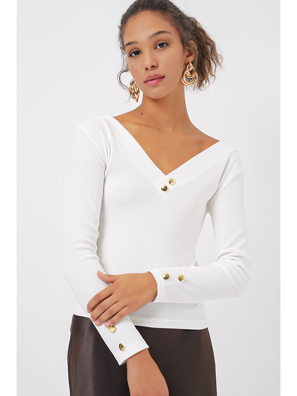 923 Uzun Kollu Body - Beyaz-5