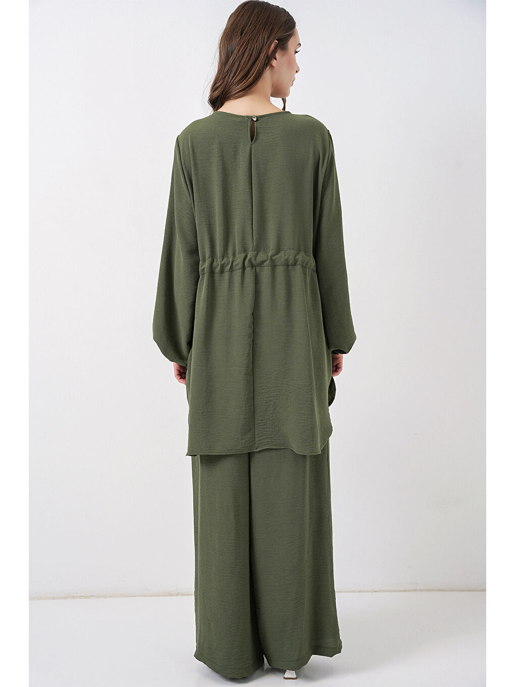 Kadın Uzun Tunik Pantolon İkili Takım 6719 - Haki-5