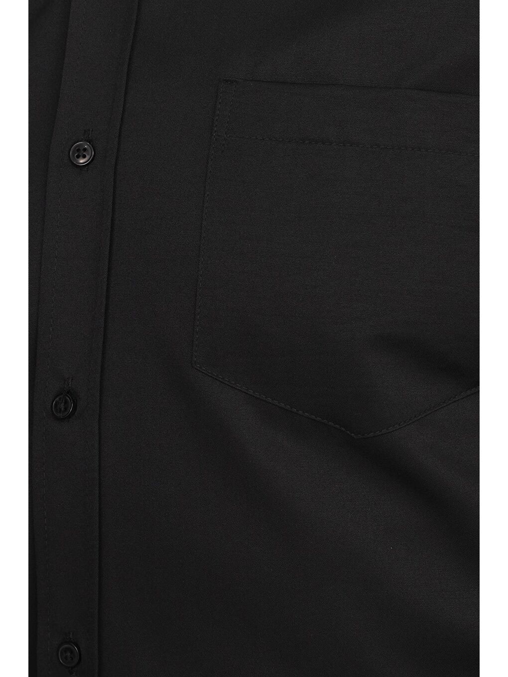 Erkek Regular Fit Klasik Kesim Pamuklu Düz Siyah Gömlek-5