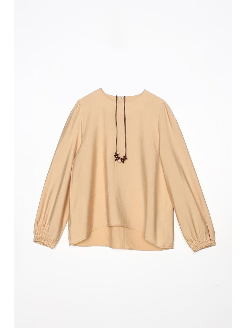 Sarı-Kolyeli Büzgülü Kollu Rahat Kalıp Etekli Takım-6