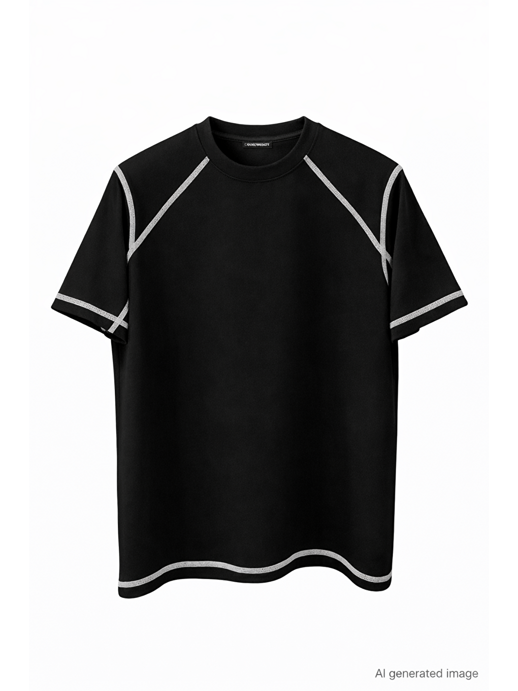 Unisex Karoyaka Dikişli Oversize T-Shirt - Siyah