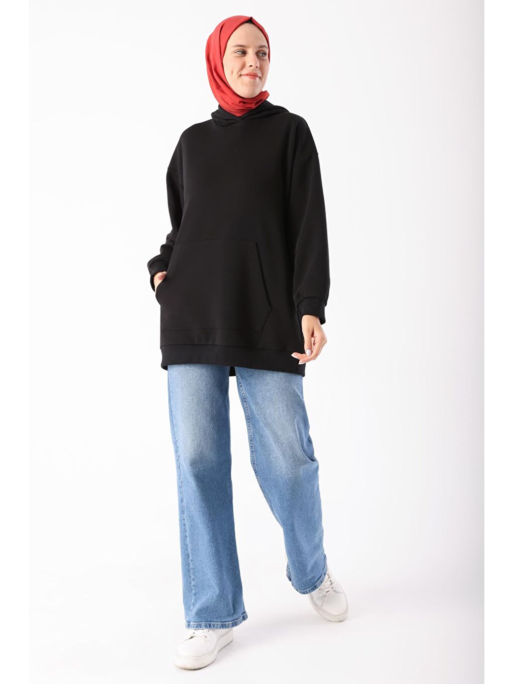 ALLDAY Siyah Kanguru Cepli Oversize Sweatshirt