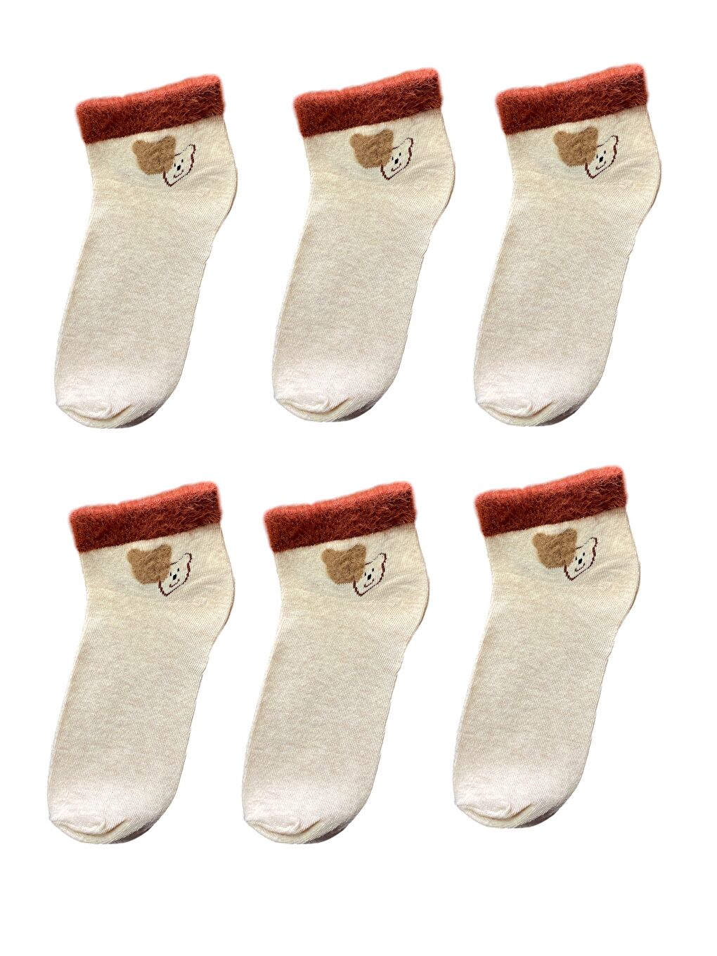 Gri 6'lı Kadın Desenli Yumoş Kaliteli Patik Çorap