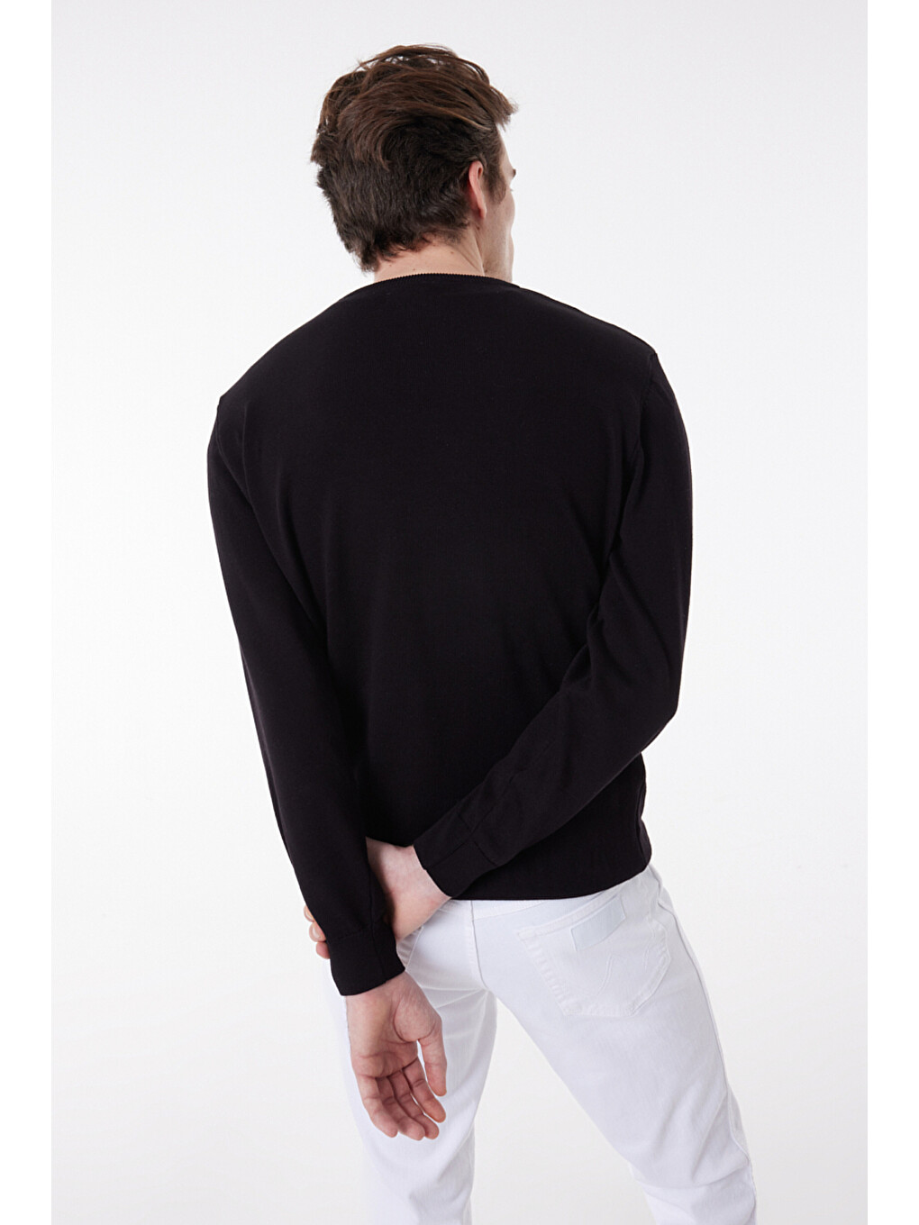 Siyah Regular Fit Sıfır Yaka Triko-5