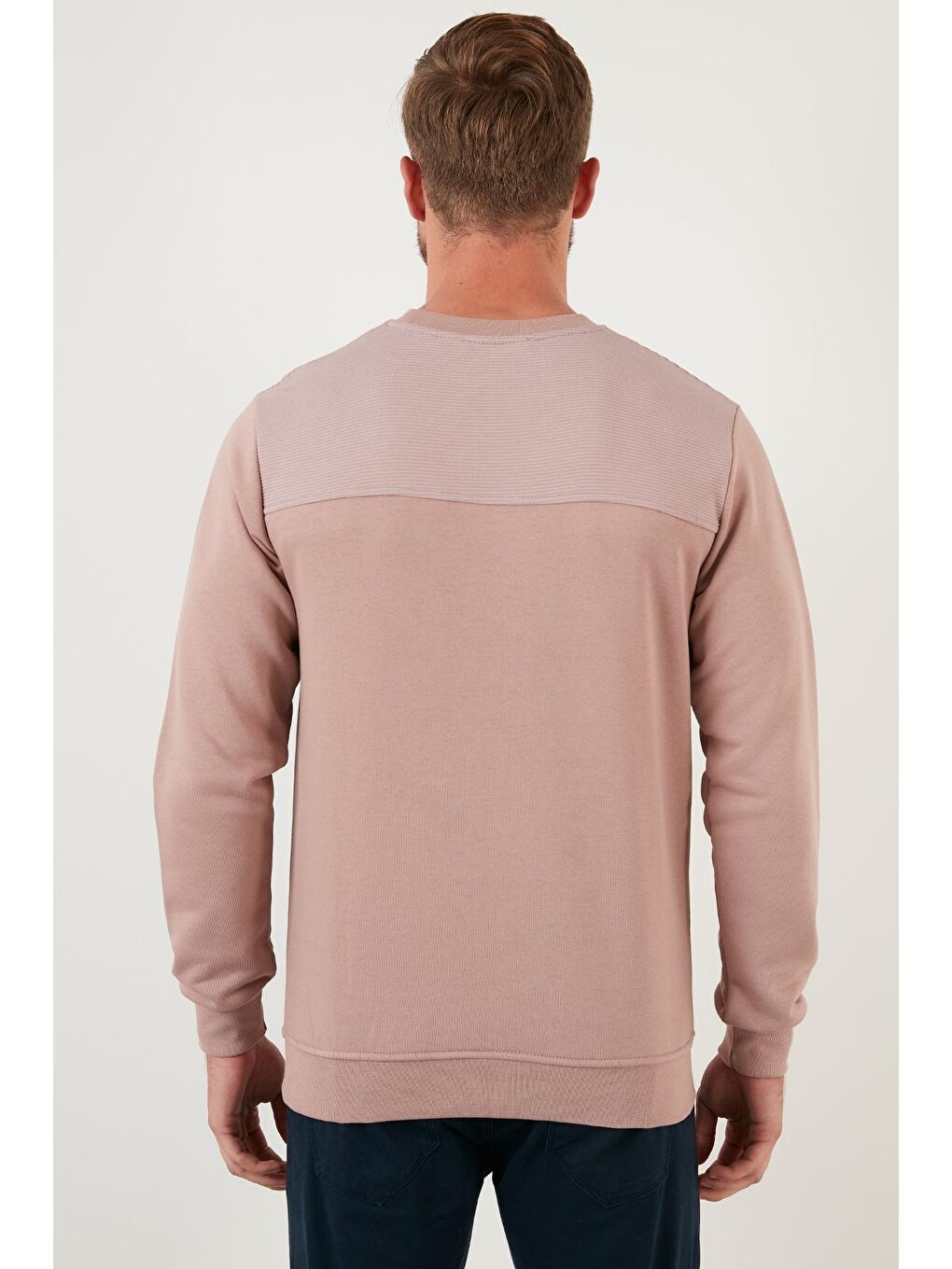 Pembe Pamuklu Bisiklet Yaka Slim Fit Sweat 5905033-4
