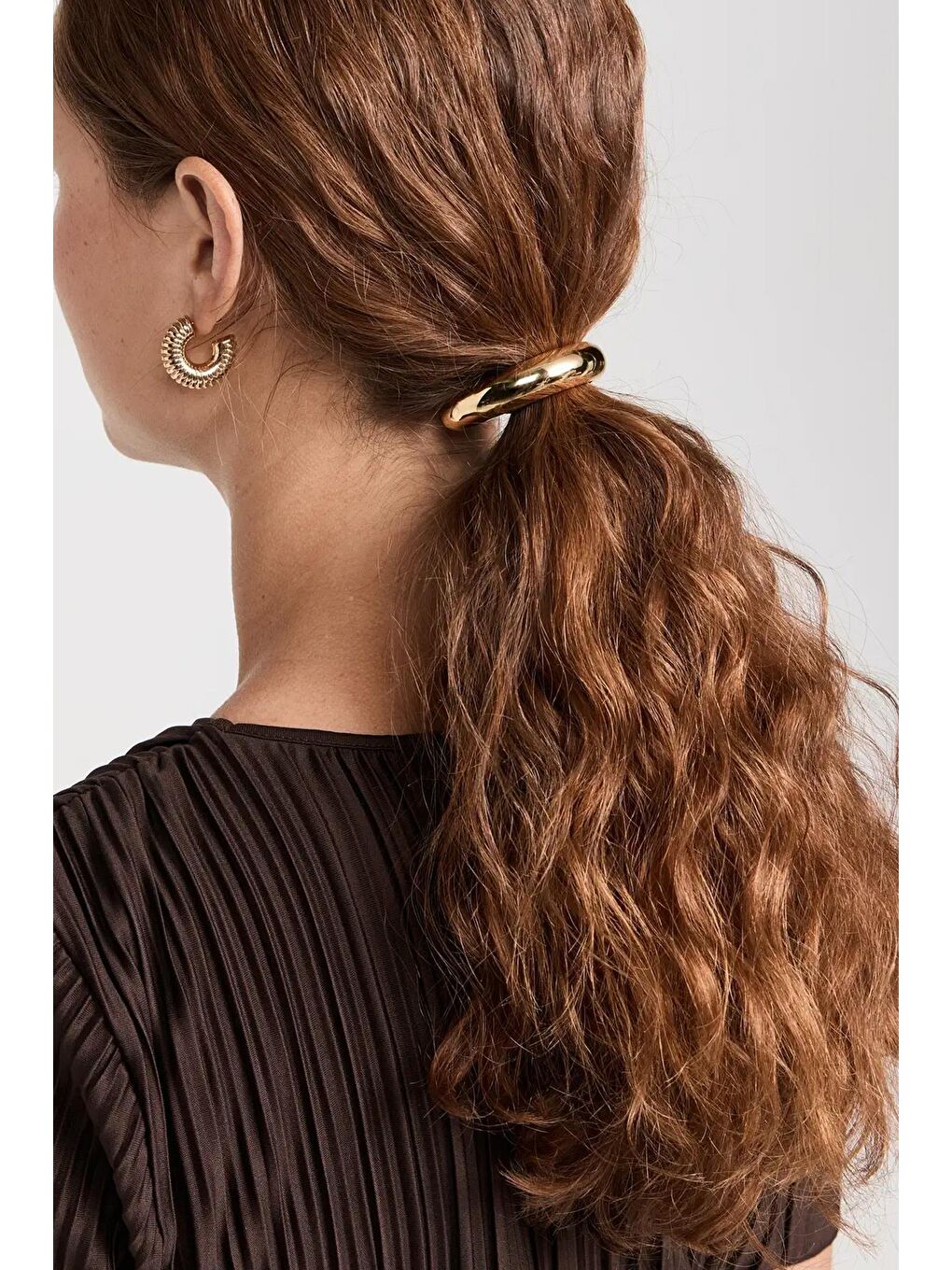 Sarı Arch Metal At Kuyruğu Saç Tokası-4