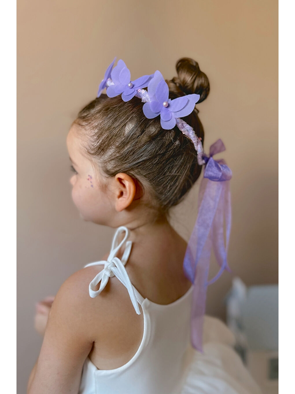 Lila Kelebekli Kız Çocuk Helen Taç-1