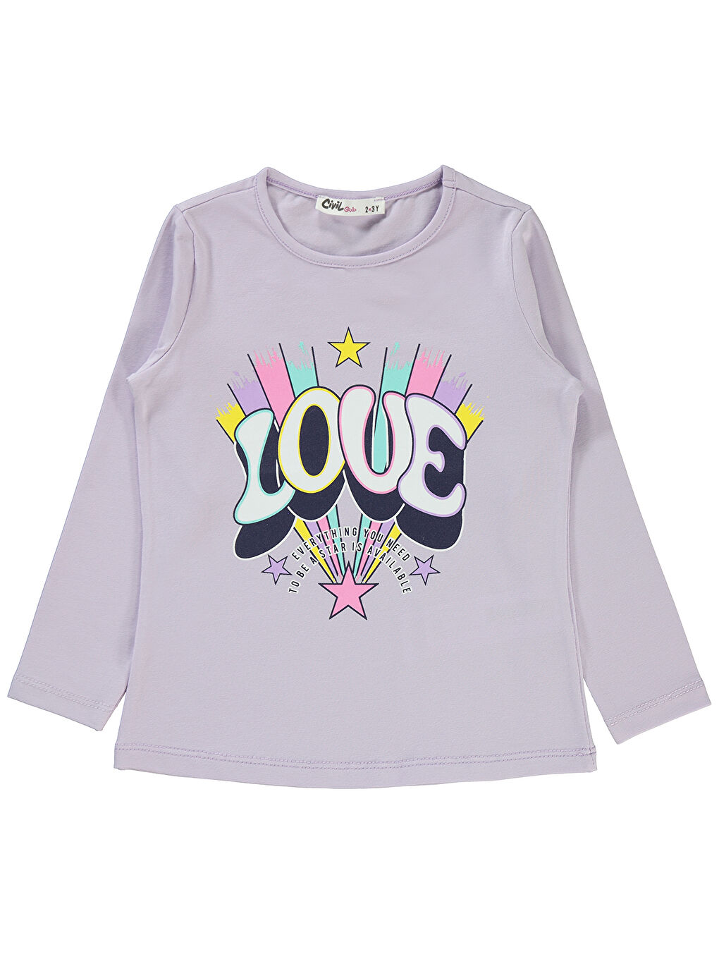 Mor Kız Çocuk Sweatshirt 2-5 Yaş Nazik Lavanta