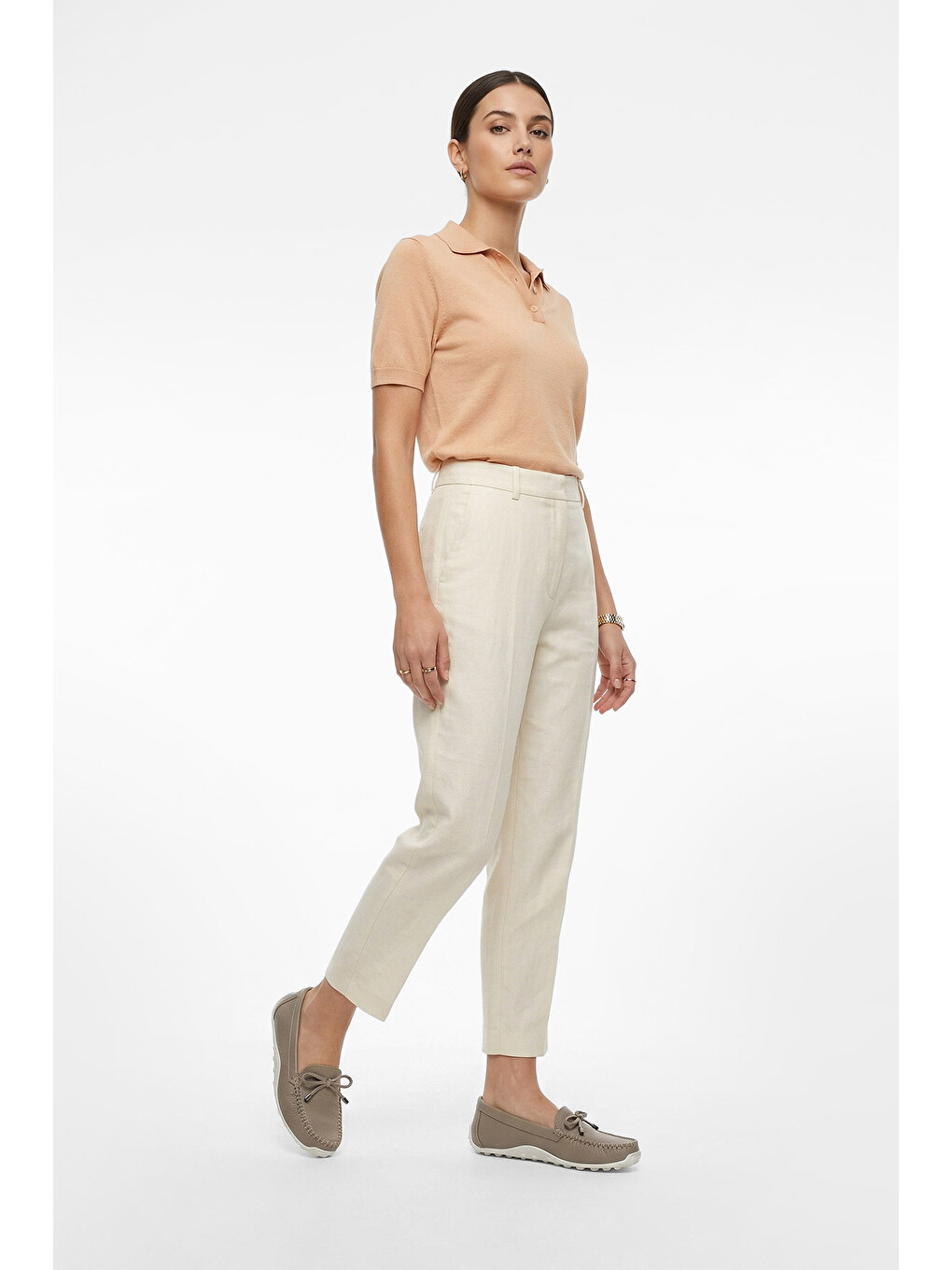 Kadın Bej-vizon Fiyonklu Hakiki Deri Comfort Loafer-2