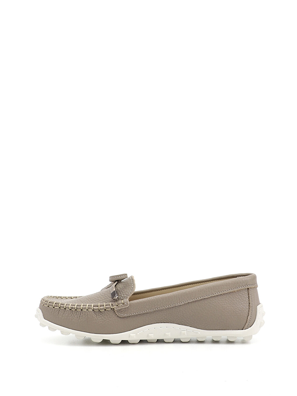 Kadın Bej-vizon Fiyonklu Hakiki Deri Comfort Loafer-3