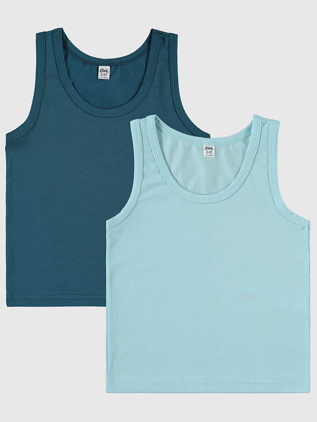 Boys Erkek Çocuk 2'li Atlet Set 2-10 Yaş Mavi-Lacivert