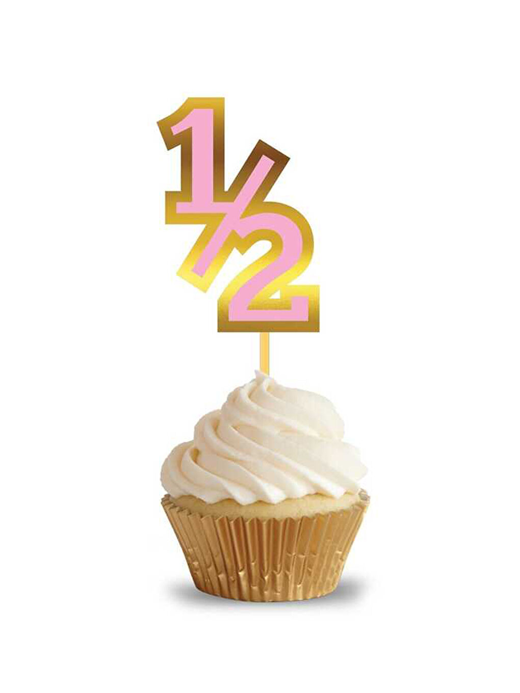 Pembe 1/2 Rakamı Kürdan Pasta Süsü