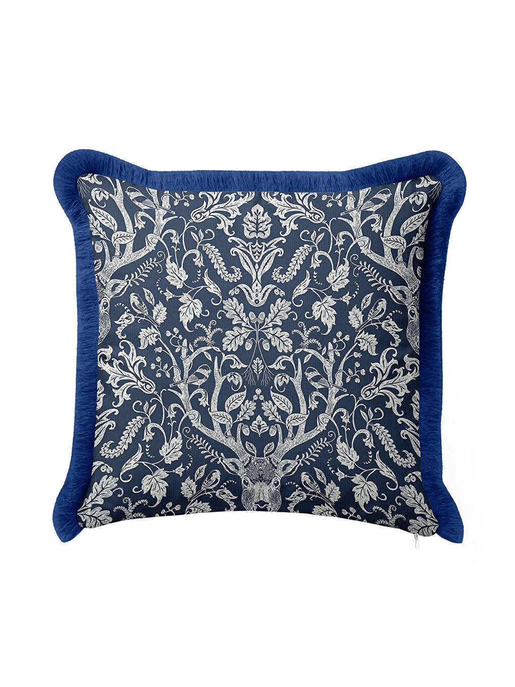 Karışık Lüks Avangard Saçaklı Yastık Kılıfı - Doğal Orman Temalı Country Mavi Püsküllü Kırlent Kılıfı-2