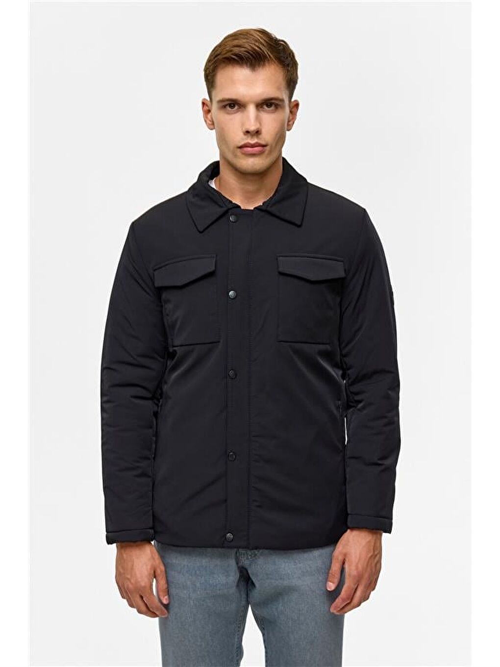 Lacivert Slim Düz Mont