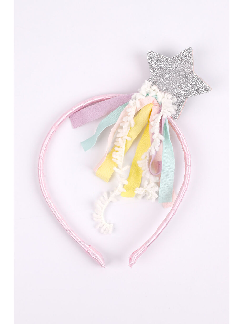 Pembe Yıldız Püsküllü Kız Çocuk Asa Taç Set-2