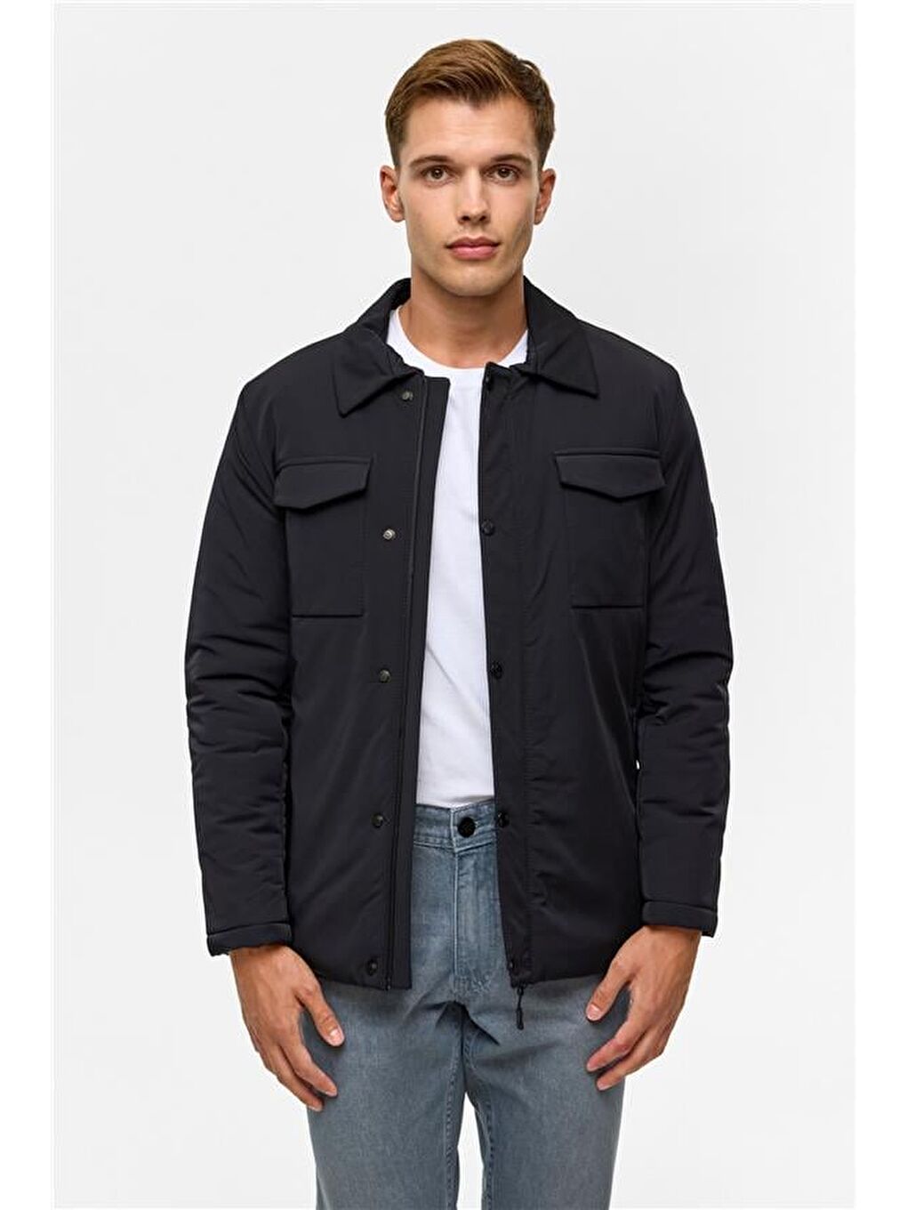 Lacivert Slim Düz Mont-2