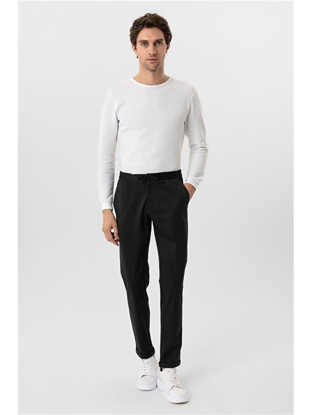 Siyah Slim Düz Pantolon-3