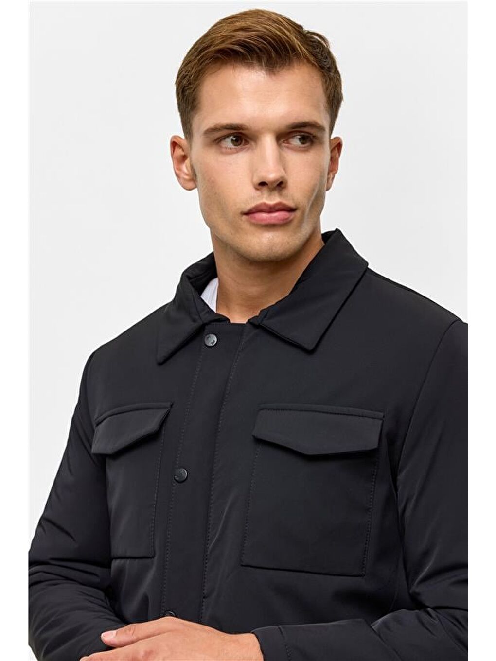 Lacivert Slim Düz Mont-4