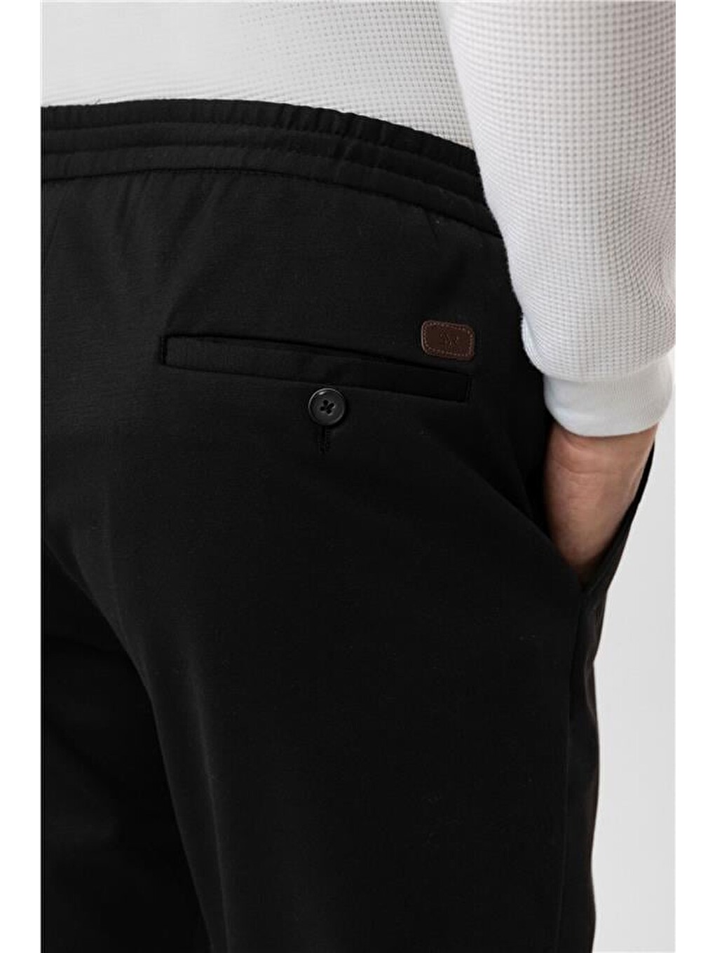 Siyah Slim Düz Pantolon-5