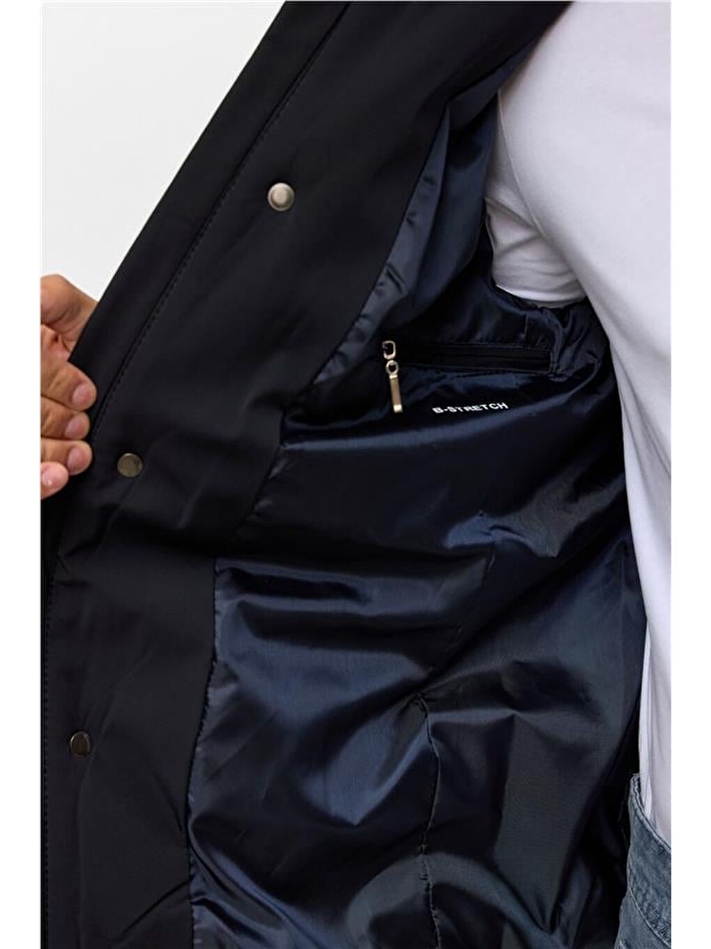 Lacivert Slim Düz Mont-7