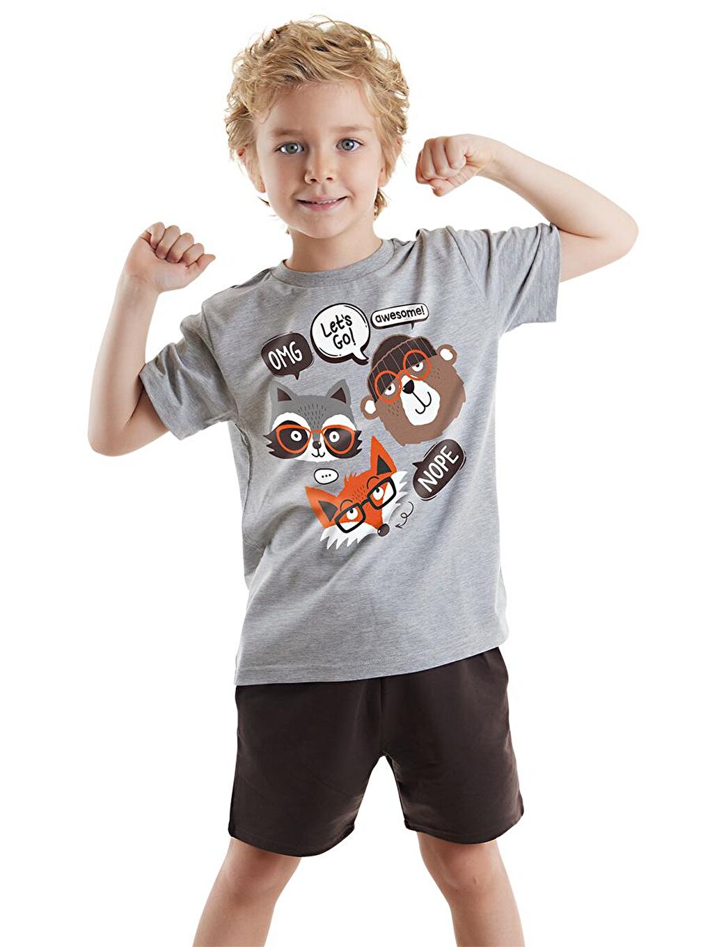 Denokids Karışık Arkadaşlar Erkek Çocuk T-shirt Şort Takım