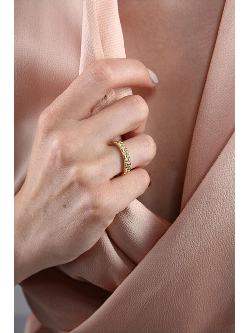 Sarı Kadın Altın Kaplama Hasır Yüzük Ayarlanabilir