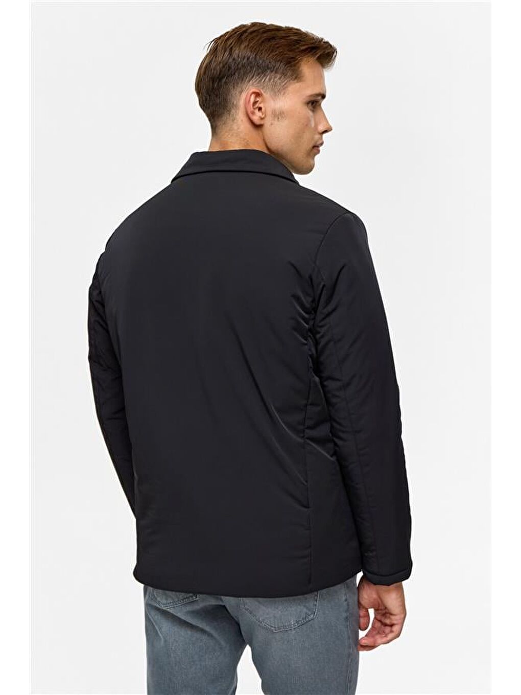 Lacivert Slim Düz Mont-10