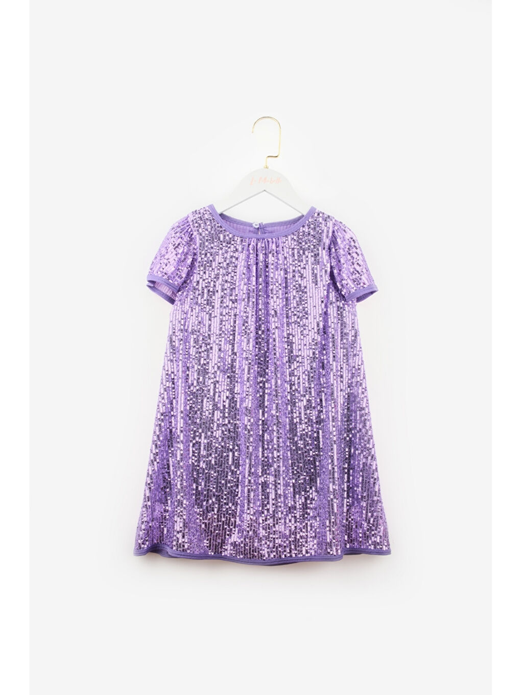 Lila Pul Payetli Kız Çocuk Elbise-Siri-2