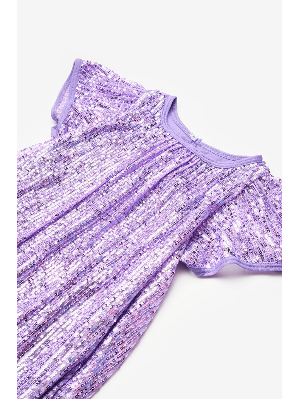 Lila Pul Payetli Kız Çocuk Elbise-Siri-4