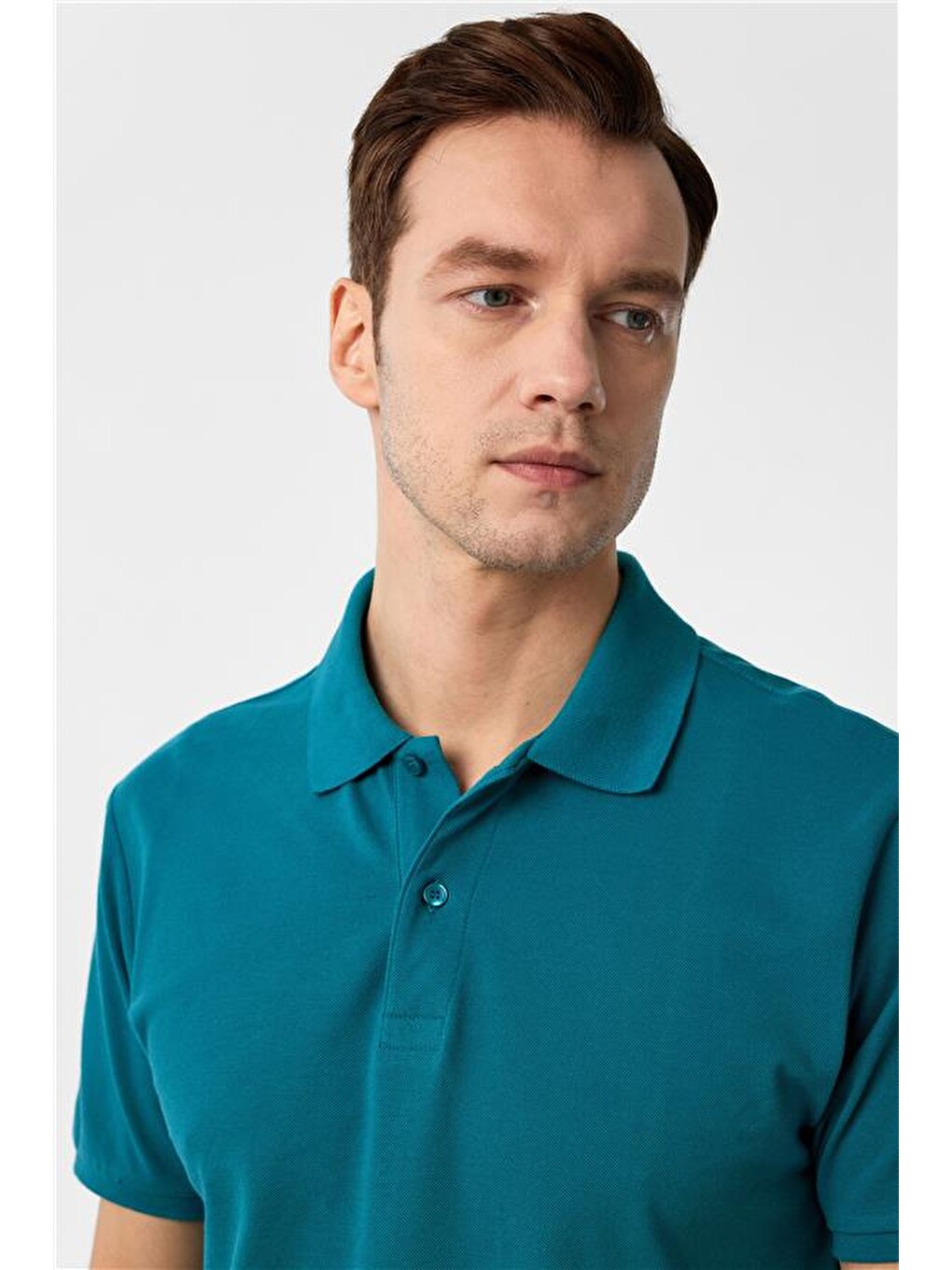 Yeşil Slim Armürlü Polo Yaka Tişört-1
