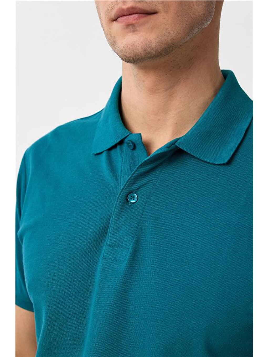 Yeşil Slim Armürlü Polo Yaka Tişört-2