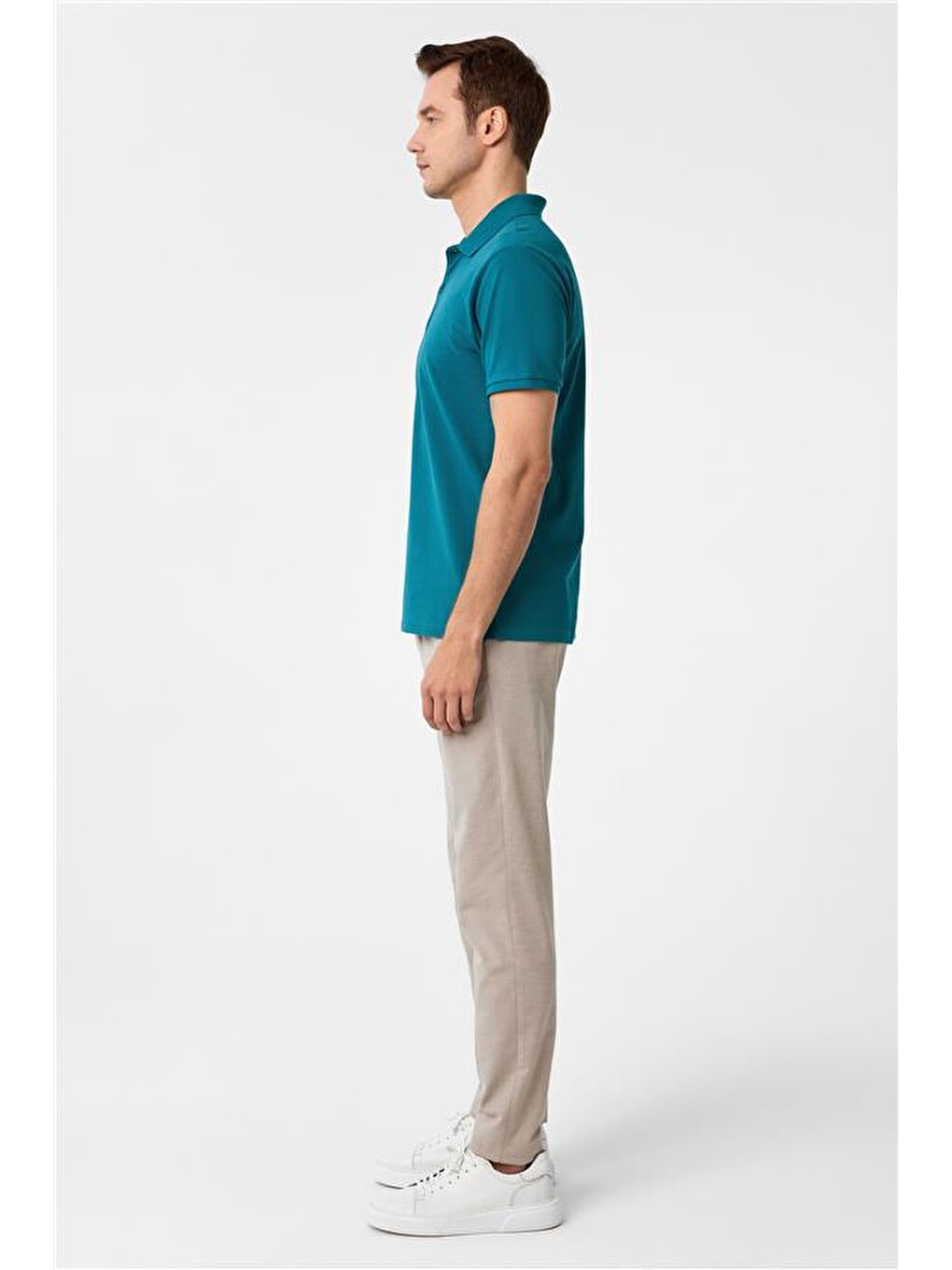 Yeşil Slim Armürlü Polo Yaka Tişört-3